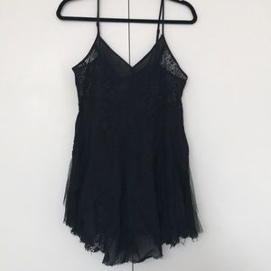 free people intimates black tule slip